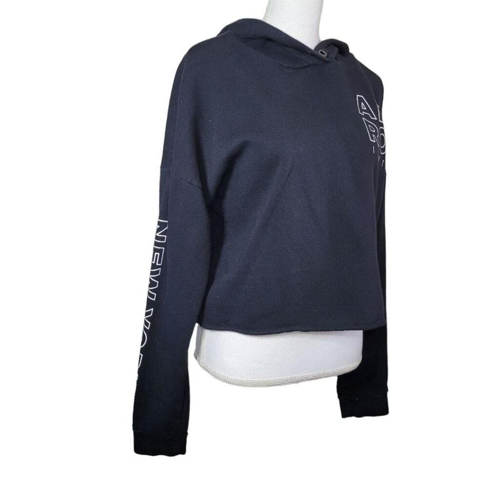 Aeropostale Sweatshirt Cropped Raw Edge Hem‎ Black Hoodie Womens Medium